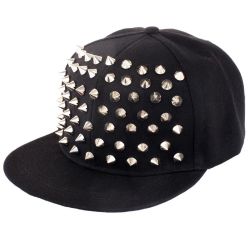 Silver Spikes Snapback Flat Brim Cap