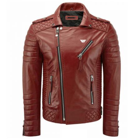 Flap Collar Bomber Men Leather Jacket