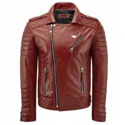 Flap Collar Bomber Men Leather Jacket