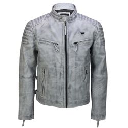 Grey Zipper Leather Fashion Jackets