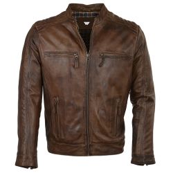 Antique Brown Leather Fashion Jacket