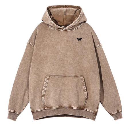 Acid Washed Down Shoulder Pullover Hoodies