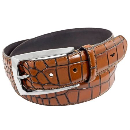 Brown Crocodile Pattern Leather Belts