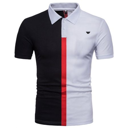 Pique Cotton Vertical Panel Polo Shirt