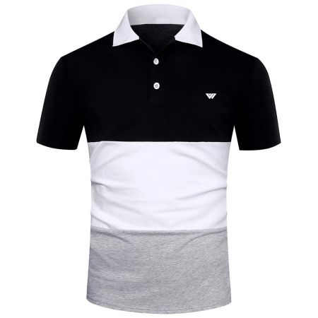 Pique Cotton Horizontal Panel Polo Shirt