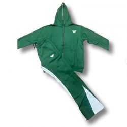 Flare Stacked Pant Full Face Zip Up Hoodie Track Suits