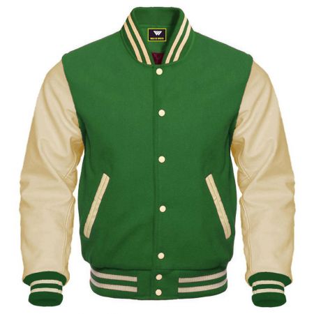 Cotton Fleece Body and PU Leather Sleeves Varsity Jackets