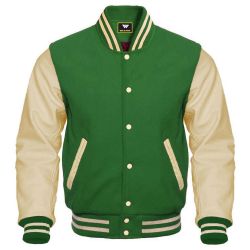 Cotton Fleece Body and PU Leather Sleeves Varsity Jackets